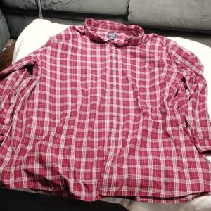 Harbor Bay Red and White Casual Button Down Men's Shirt Size 5XLT